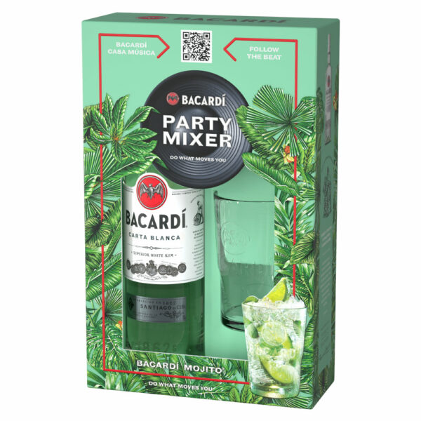 BACARDI Carta Blanca rum + díszdoboz, pohár (0.7l - 37.5%) - DRS