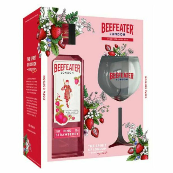 BEEFEATER Pink Strawberry gin + díszdoboz, pohár (0.7 l - 37.5%)