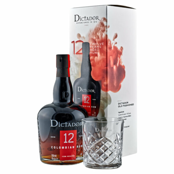 DICTADOR 12 Years rum + díszdoboz, pohár (0.7l - 40%)