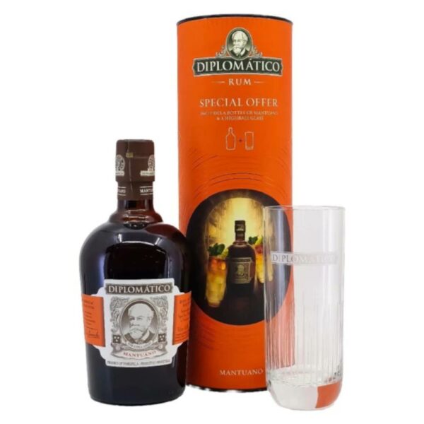 DIPLOMÁTICO Mantuano rum + díszdoboz, pohár (0.7l - 40%) - DRS