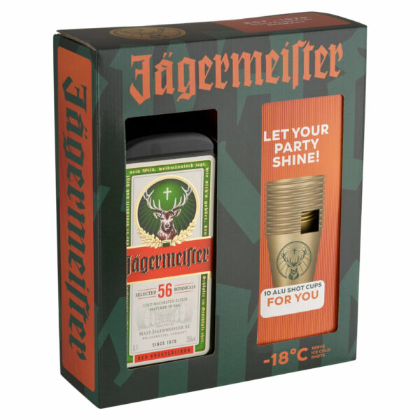 JAGERMEISTER likőr + díszdoboz, pohár (0.7l - 35%) - DRS