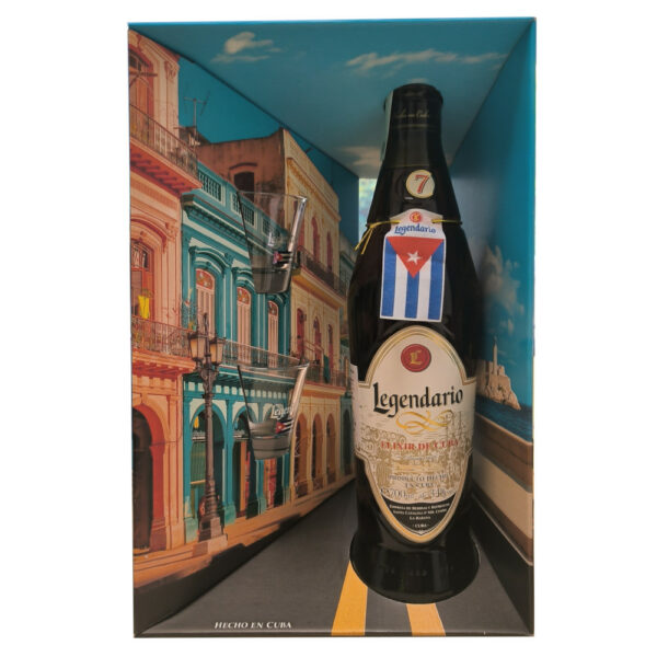 LEGENDARIO Elixír de Cuba rum + díszdoboz, pohár (0.7l - 34%) - DRS