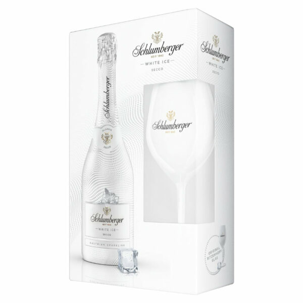 SCHLUMBERGER White Ice Secco pezsgő + díszdoboz, pohár (0.75l)