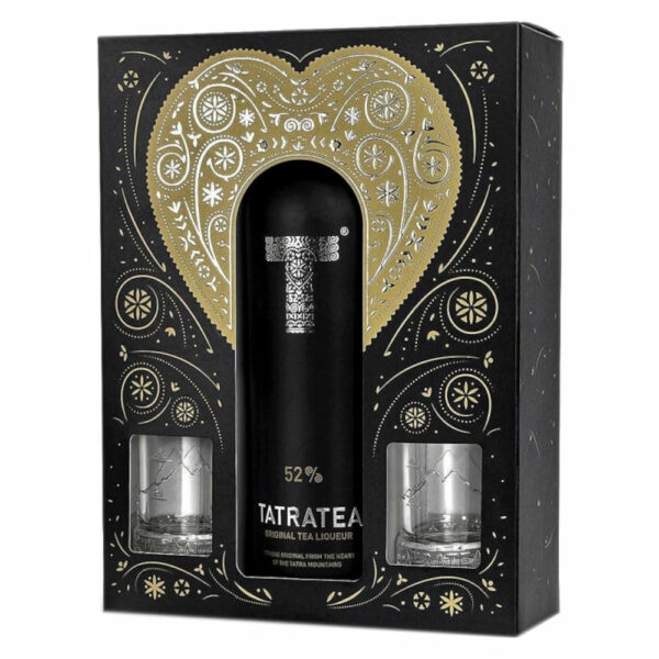 TATRATEA Eredeti Tea likőr + díszdoboz, pohár (0.7l - 52%) - DRS