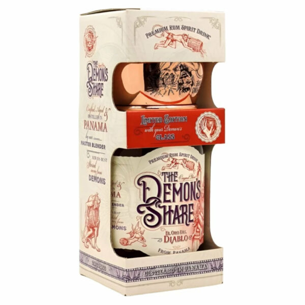 THE DEMON'S SHARE 3 Years El Oro del Diablo rum + díszdoboz, pohár (0.7l - 40%) - DION grande ital nagykereskedés - Ital rendelés